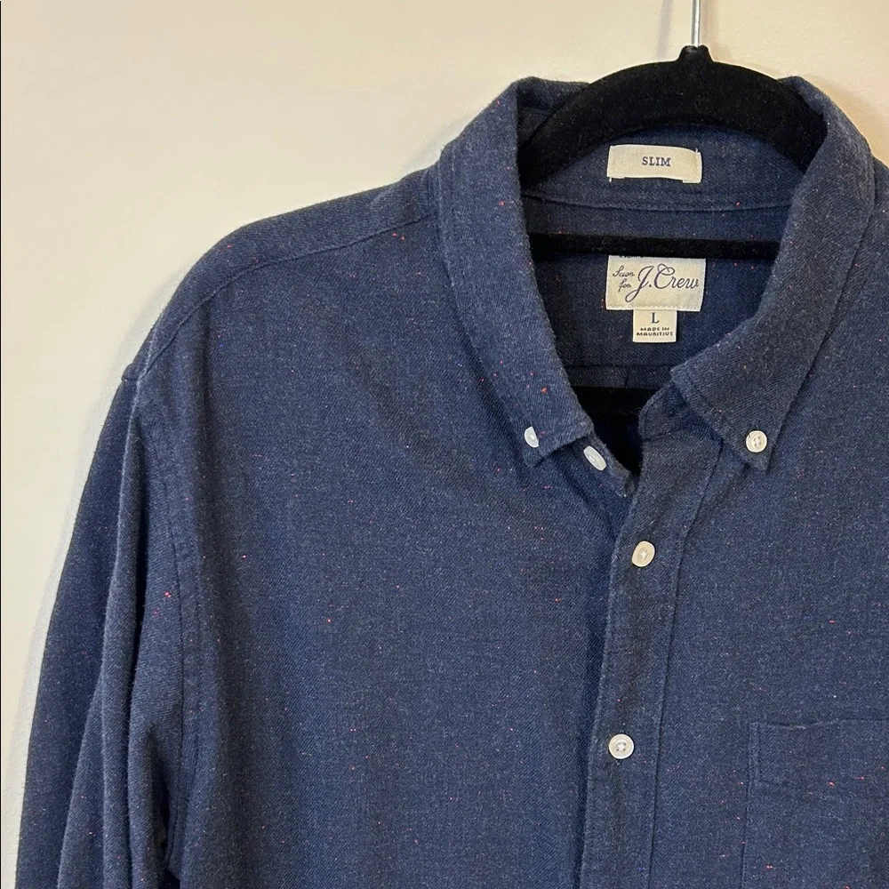 J. Crew Men's Dark Navy Button Down Flannel Shirt